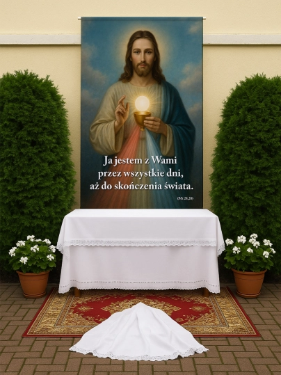 Baner na Boże Ciało dekoracja ołtarzy i&nbsp;procesji BBC0020