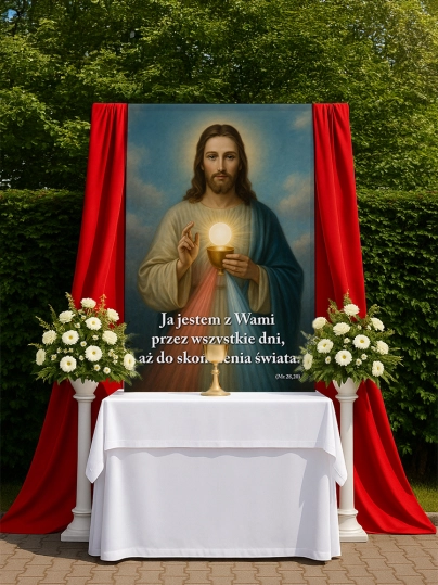 Baner na Boże Ciało dekoracja ołtarzy i procesji BBC0020