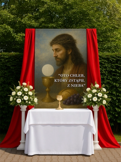 Baner na Boże Ciało dekoracja ołtarzy i procesji BBC0029