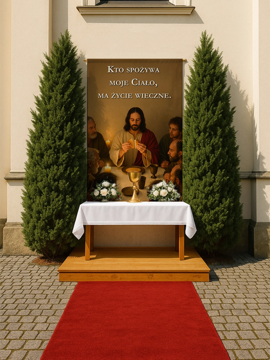 Baner na Boże Ciało dekoracja ołtarzy i procesji BBC0030