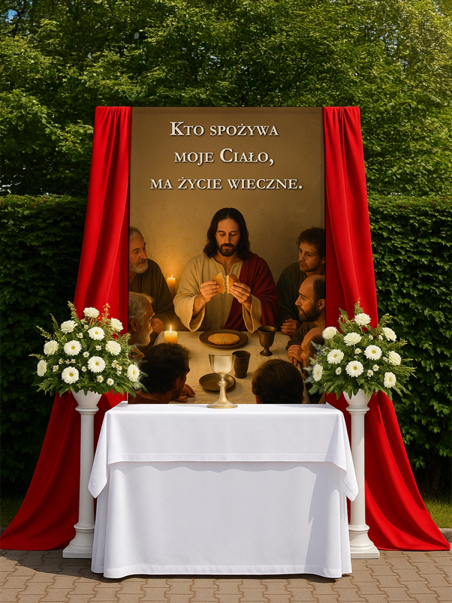 Baner na Boże Ciało dekoracja ołtarzy i procesji BBC0030