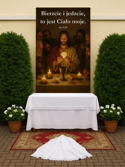 Baner na Boże Ciało dekoracja ołtarzy i&nbsp;procesji BBC0031