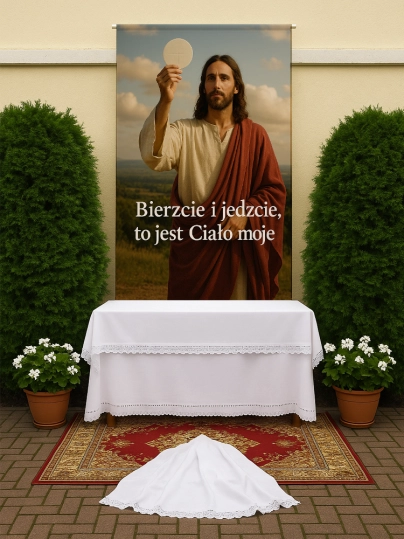 Baner na Boże Ciało dekoracja ołtarzy i procesji BBC0039