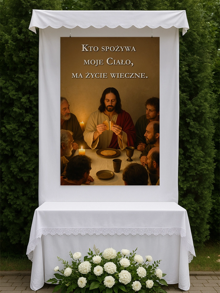 Baner na Boże Ciało dekoracja ołtarzy i procesji BBC0030